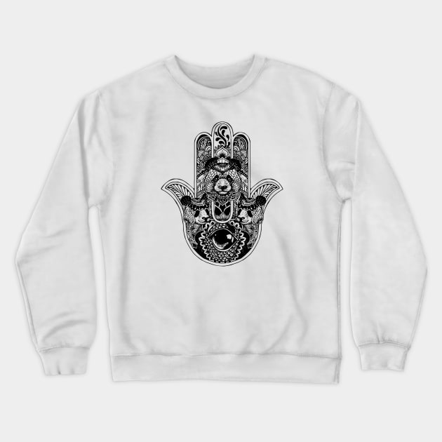 Hamsa Hand Panda Crewneck Sweatshirt by huebucket